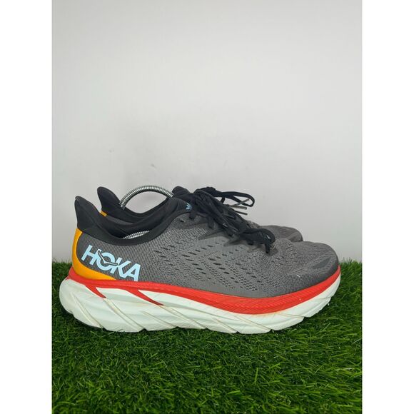 HOKA One One Clifton 8 Men’s 10D  Gray Red Running Shoes 1119393 main image 4